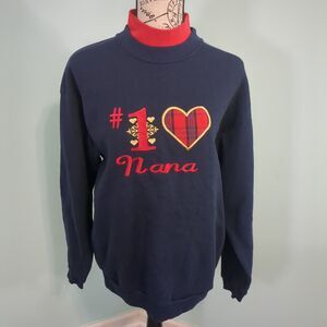 Embroidered Mock Neck Embroidered Mock Women's #1 nana large made in USA vintage